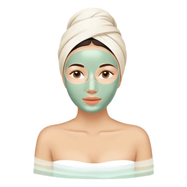 Lady with face cream pale olive mask spa beauty full face relaxing sticker