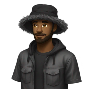 hairy bucket hat black sticker