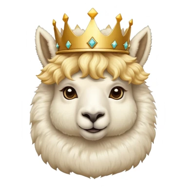 white fluffy king alpaka waring a crown sticker