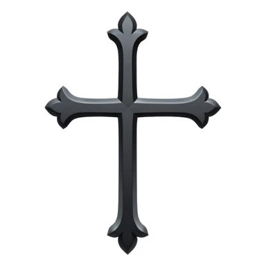 Minimal emoji, simple gothic cross forged from matte black metal, thick balanced proportions, fashion avant-garde minimalism, no decoration, no glow, no neon, flat emoji style, centered, transparent background sticker