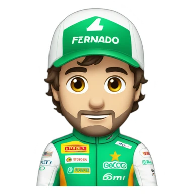 Fernando Alonso wearing green WORN RACE SUIT sticker