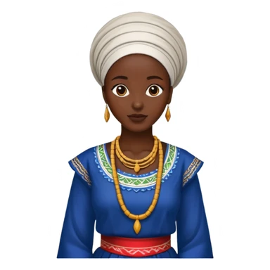 African woman standing by the riverside, traditional clothing sticker