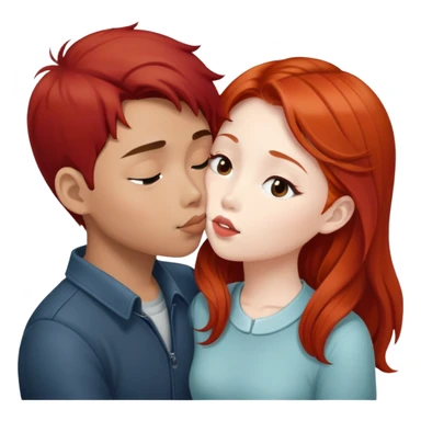 asian boy redhead girl kissing sticker