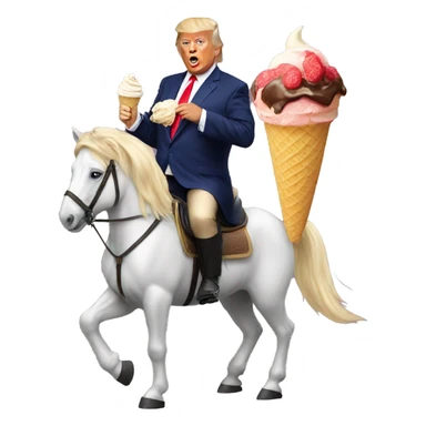 Trump on a horse eating ice cream sticker