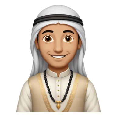 Emirati man smiling, wearing agal and ghutra, warm and welcoming sticker