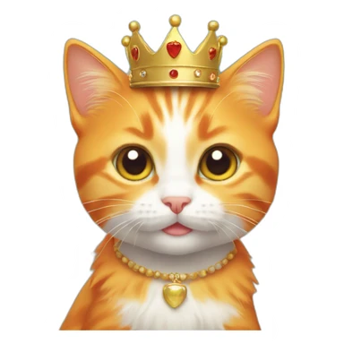 Orange kitten with crown near the sea  sticker
