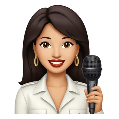 Selena￼ Quintanilla with a microphone sticker