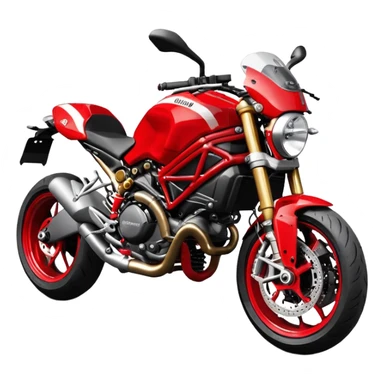 Ducati Monster S4RS motorcycle, red with white stripe, side view, exposed trellis frame sticker