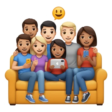 group of friends on couch having fun sticker