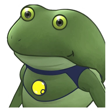 bufo robot with glowing eyes, green frog robot, metallic body, bright glowing eyes, cartoon style sticker