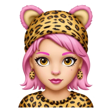 P!nk in leopard costumes with leopard headband sticker