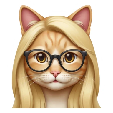 Long Blonde hair female  cat with glasses sticker