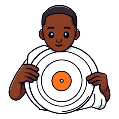 Dark toned emoji hand scratching record album sticker