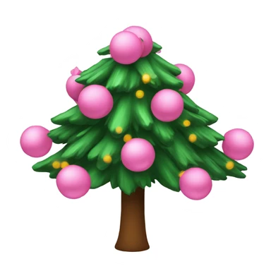 Roze kerstboom sticker