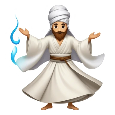 Cinematic Realistic Whirling Dervish Pop Culture Emoji, showcasing a mystical portrayal of traditional Sufi dance rendered with fluid textures and dynamic, spiritual lighting. sticker