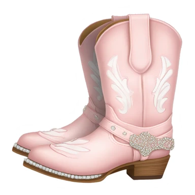 Light pink and white lined cowgirl boots with rhinestones  sticker