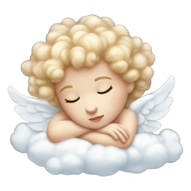 Realistic Photo of pale cupid asleep lying on a cloud sticker