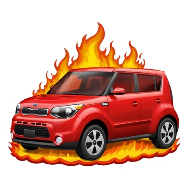 Red kia soul going through fire sticker