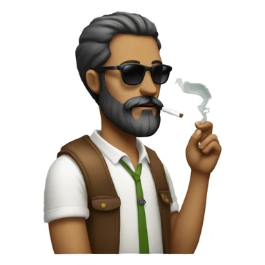 man with beard, smoking a ciggarette, wearing sunglasses, looks italian sticker