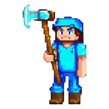 Minecraft Steve mining with pickaxe sticker