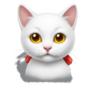 White kitty with red bow and yellow nose sticker