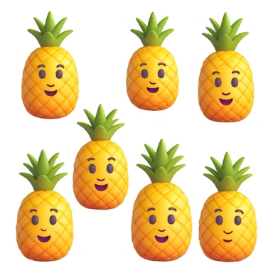 3D emoji style, realistic and vivid pineapple icon without eyes, nose, or mouth, no background sticker