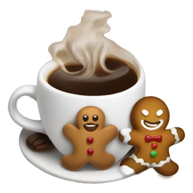 Coffee with gingerbread man sticking out of it sticker