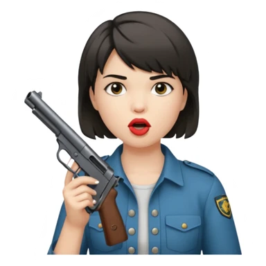 short hair girl with mullet putting gun in her mouth sticker