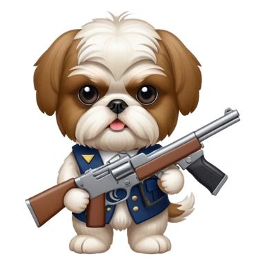 shih tzu with a gun sticker