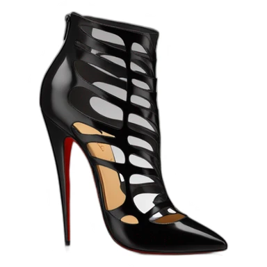 One WEDGE heel LOUBOUTIN black leather PATENT sticker