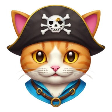 Cute 32-bit pixel art emoji, cat, pirate theme, vibrant colors, clean edges, Japanese kawaii aesthetic, game asset style, isolated on white --v 6.0 sticker