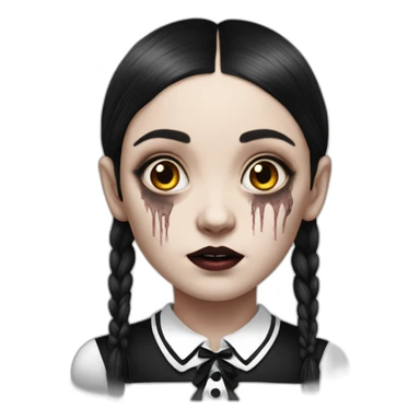 zombie wednesday adams hyperrealistic sticker
