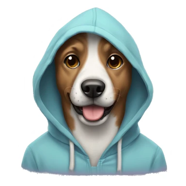 Dog wearing hoodie with Chromebook sticker