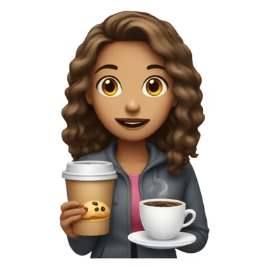 girl with food and coffee sticker