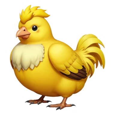 Fat chocobo from Final Fantasy, round plump yellow bird sitting sticker