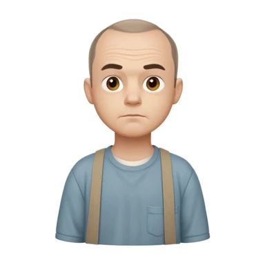 Carl from Sling Blade, neutral expression, full body, shown from sidee sticker