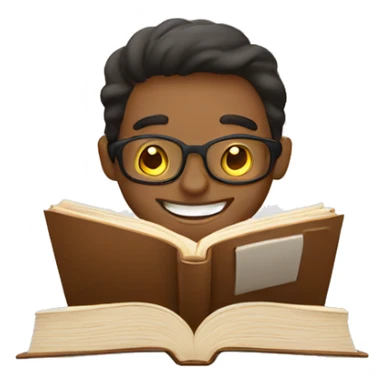 man happily reading a book sticker
