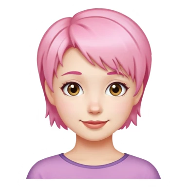 girl with short pink hair, happy face sticker