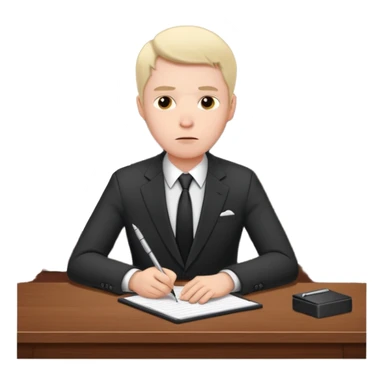 a white man, works in an office at the table sticker