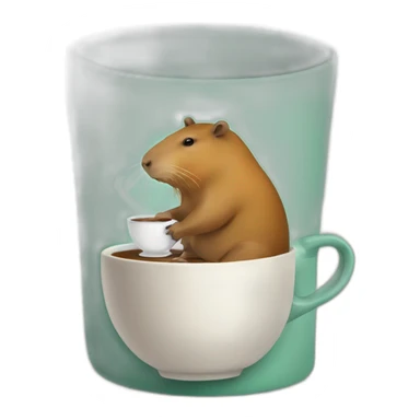 Capybara with bowler holding tea cup sticker