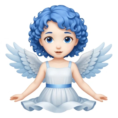 A playful angel girl with short blue curls, fluttering tiny wings 






 sticker