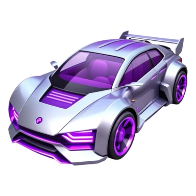 futuristic silver and purple cyberpunk car sticker