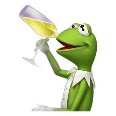 kermit frog drinking sparkling wine sticker