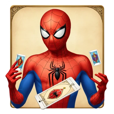 spider man doing the tarot layout sticker
