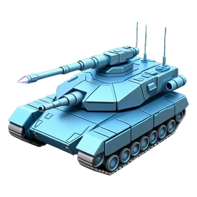 Clash of Clans aesthetic: Cinematic Playful Space Tank Emoji, rendered in a 3D vector-style similar to standard emojis with minimal shading and bold, simplified shapes. A robust, isometric armored vehicle with sleek futuristic plating and energy cannons, softly glowing with a high-tech cosmic combat charm. Simplified yet unmistakably iconic, highly detailed and consistent, glowing with a soft radiant shine and high gloss. Stylized with a touch of intergalactic warfare and a soft glowing outline, capturing the essence of a futuristic battle machine with a friendly, playful spirit! sticker