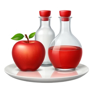 emoji de una manzana, botella, plato (uno al lado del otro) sticker