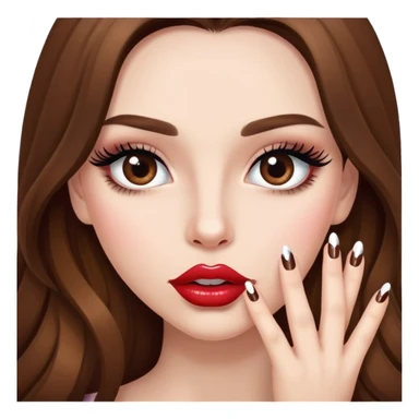 Girl with long eye lashes and big lips with brown long hair with nails sticker