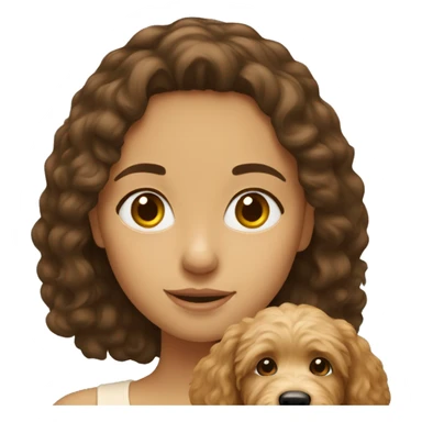 brunette girl with golden doodle  sticker