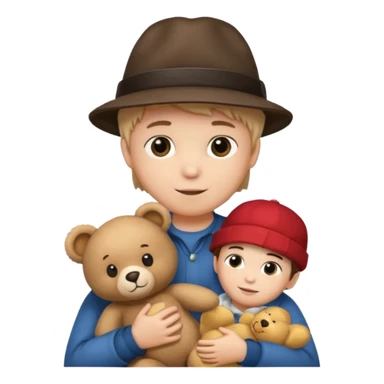 boy wearing hat with teddy bear  sticker
