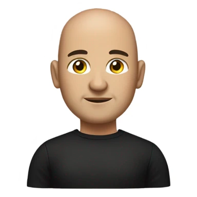 A slightly overweight middle-aged Italian man with olive-toned skin with bald hair and no facial hair. He is wearing a sleek black smart shirt, casually unbuttoned at the top. sticker